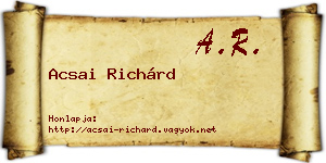 Acsai Richárd névjegykártya